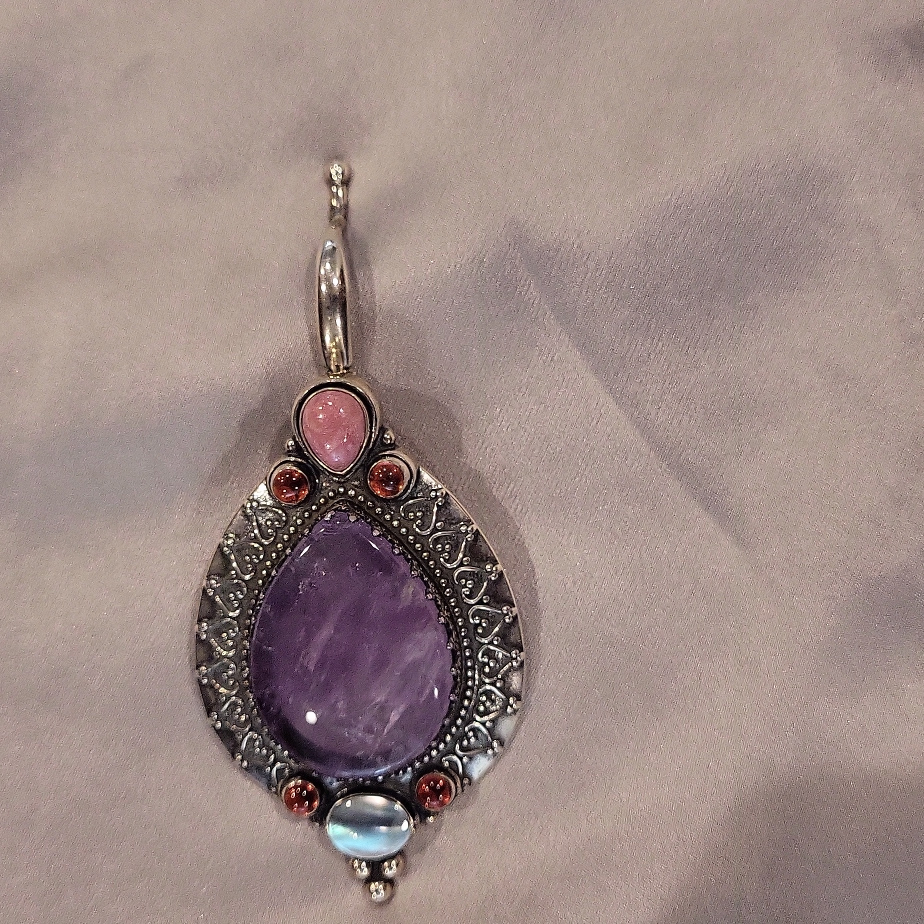 Carolyn Pollack Silver Brooch With Purple And Pink Accents 200$
